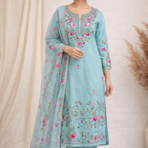 Phulkari Suit with Dupatta – 3 Piece Unstitched Set