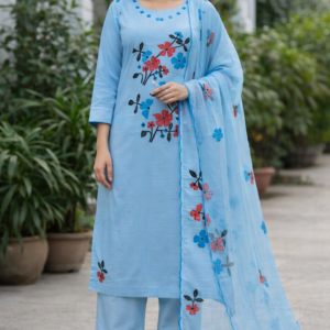 Phulkari Suit with Dupatta 3 Piece Unstitched Set